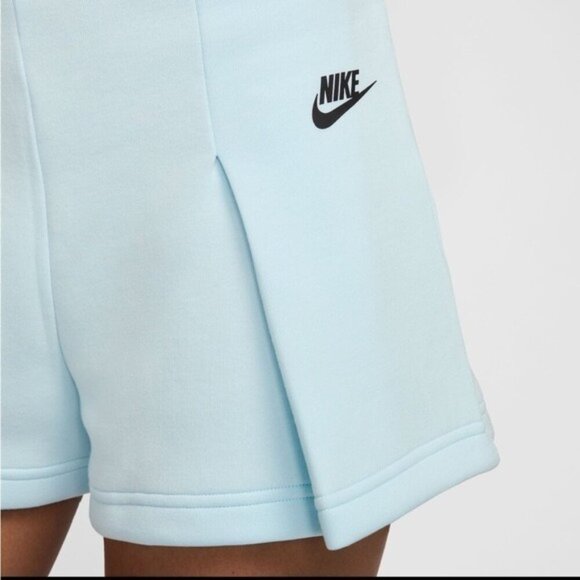 NIKE Tech Fleece High Waist 3” Pleated Shorts Size XL Ice Blue NEW - Picture 9 of 10